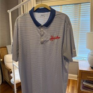 Nike Jayhawks Striped Blue and White Polo Shirt
